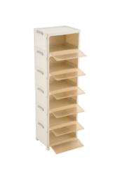 Living and Home 6-Tier Foldable Shoe Cabinet with Wheels Rolling Storage Box 39cm W x 28cm D in Cream - Size: XL - thumbnail 9