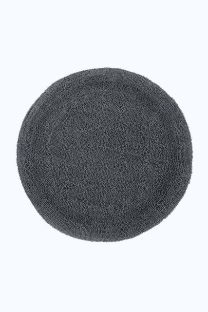 Homescapes Luxury Round Bath Mat Reversible 100% Cotton 1600GSM, 80cm, Quick Dry in Grey - image 1