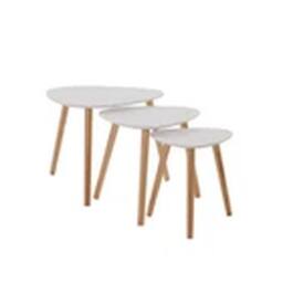 EONLION Scandinavian Wooden Nest of 3 Tables Set white - thumbnail 2