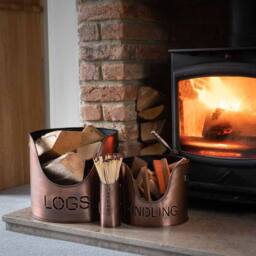 Lemon Pavilion Furniture and Decor Logs and Kindling Buckets and Matchstick Holder - L34 x W34 x H32 cm in Copper - thumbnail 7
