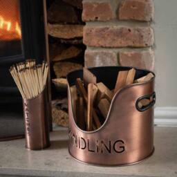 Lemon Pavilion Furniture and Decor Logs and Kindling Buckets and Matchstick Holder - L34 x W34 x H32 cm in Copper - thumbnail 6