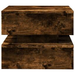 Berkfield Home Modern Coffee Table with LED Lights Smoked Oak 50x50x40 cm in Brown - Size: 50 x 50 x 40 cm - thumbnail 7