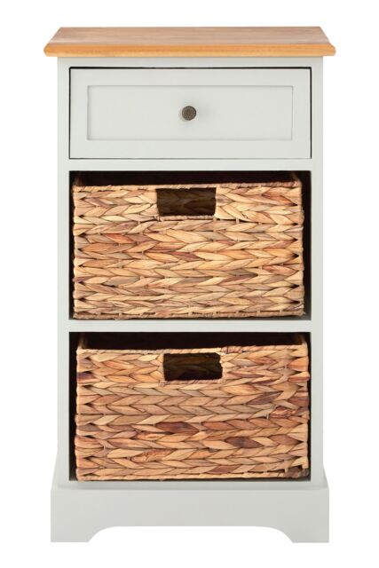 Orsina Rustic Style One Drawer Two Baskets Cabinet, Compact Design Display Cabinet, Spacious Side Cabinet in Grey - image 1