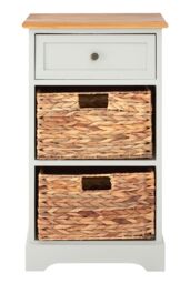 Orsina Rustic Style One Drawer Two Baskets Cabinet, Compact Design Display Cabinet, Spacious Side Cabinet in Grey - thumbnail 1