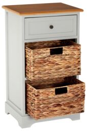 Orsina Rustic Style One Drawer Two Baskets Cabinet, Compact Design Display Cabinet, Spacious Side Cabinet in Grey - thumbnail 4