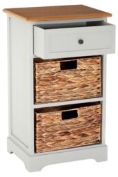 Orsina Rustic Style One Drawer Two Baskets Cabinet, Compact Design Display Cabinet, Spacious Side Cabinet in Grey - thumbnail 3