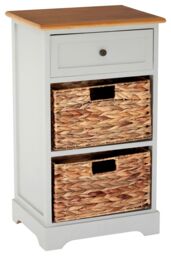 Orsina Rustic Style One Drawer Two Baskets Cabinet, Compact Design Display Cabinet, Spacious Side Cabinet in Grey - thumbnail 2