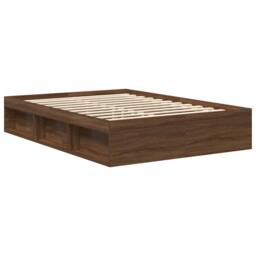 Berkfield Home Modern Bed Frame Brown Oak 120x190 cm Small Double - thumbnail 7