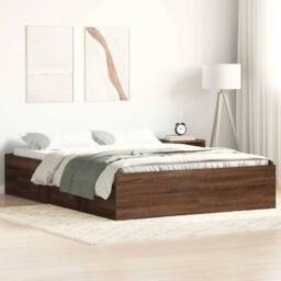 Berkfield Home Modern Bed Frame Brown Oak 120x190 cm Small Double - thumbnail 2