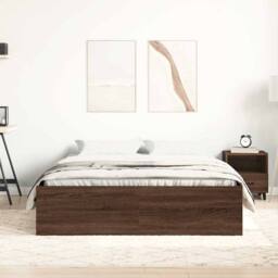 Berkfield Home Modern Bed Frame Brown Oak 120x190 cm Small Double - thumbnail 1