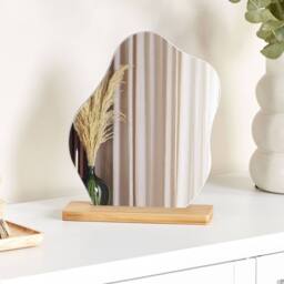 Wyld and Coco Luna Home Irregular-Shape Standing Mirror - Bamboo Wood 22 x 19 cm in Brown - thumbnail 1