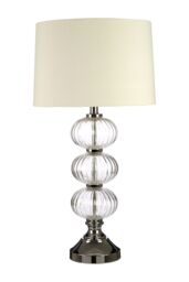Orsina Glass Orb Table Lamp with EU Plug, Chrome Base Decorative Light, Soft Glow In-Line Switch Lamp in Cream