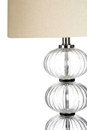Orsina Glass Orb Table Lamp with EU Plug, Chrome Base Decorative Light, Soft Glow In-Line Switch Lamp in Cream - thumbnail 3