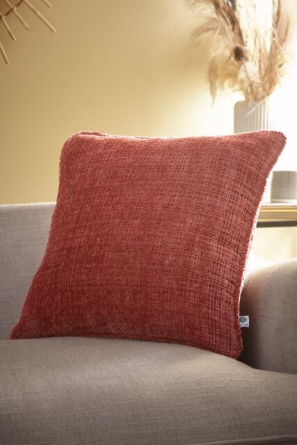 Appletree 'Alba' Textured Chenille Filled Cushion in Terracotta - Size: 43 cm x 43 cm - image 1