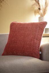 Appletree 'Alba' Textured Chenille Filled Cushion in Terracotta - Size: 43 cm x 43 cm