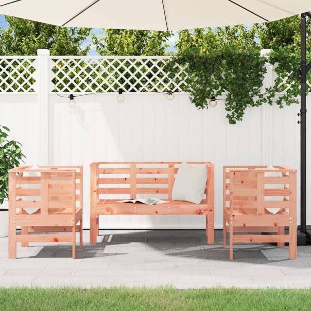 Berkfield Home Beautiful 3 Piece Garden Lounge Set Solid Wood Douglas in Light Brown - image 1