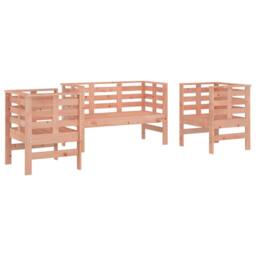 Berkfield Home Beautiful 3 Piece Garden Lounge Set Solid Wood Douglas in Light Brown - thumbnail 3