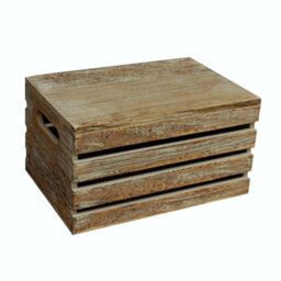 Red Hamper Small Oak Effect Wooden Open Top Storage Trough in Brown - thumbnail 3