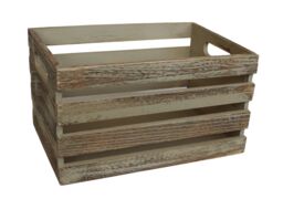 Red Hamper Small Oak Effect Wooden Open Top Storage Trough in Brown - thumbnail 1