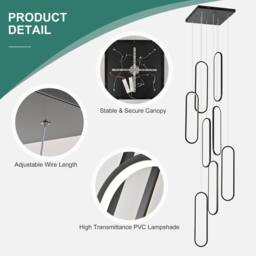 NIVOR 8 Lamp LED Dimmable High Large Staircase Pendant Light Chandelier 3M in Black - thumbnail 7