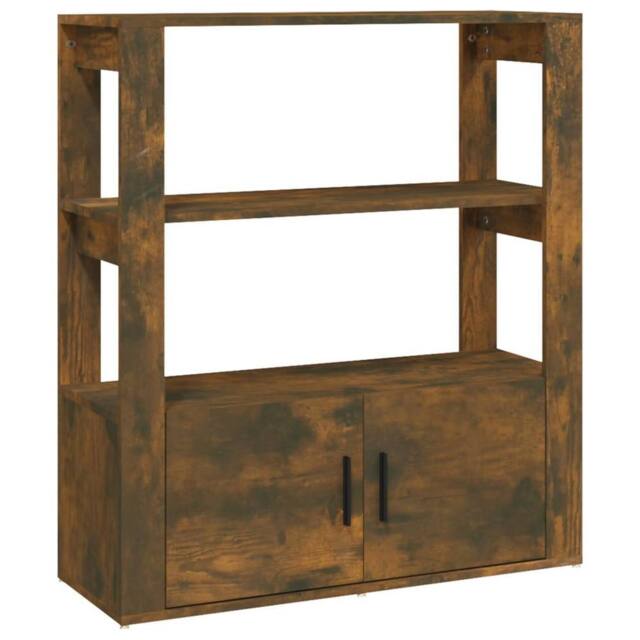Berkfield Home Sideboard Smoked Oak 80x30x90 cm Engineered Wood in Brown - Size: 80 x 30 x 90 cm - image 1