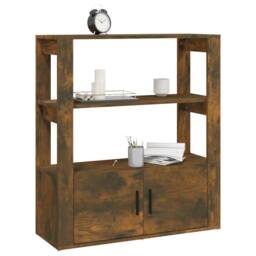 Berkfield Home Sideboard Smoked Oak 80x30x90 cm Engineered Wood in Brown - Size: 80 x 30 x 90 cm - thumbnail 4
