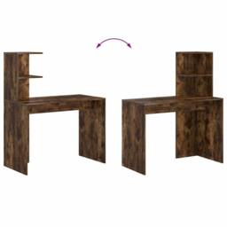 Berkfield Home Smoked Oak Writing Desk Smoked Oak Engineered wood Medium Storage in Brown - thumbnail 9