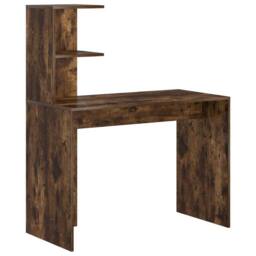 Berkfield Home Smoked Oak Writing Desk Smoked Oak Engineered wood Medium Storage in Brown - thumbnail 3