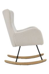 Living and Home Comfy Netural Bouclé Upholstered Rocking Accent Chair with High Backrest and Armrests in White - thumbnail 4