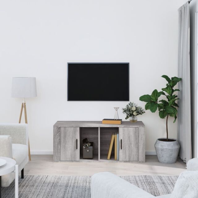 Berkfield Home TV Cabinet Grey Sonoma 100x35x40 cm Engineered Wood - Size: 100 x 35 x 40 cm - image 1