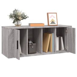 Berkfield Home TV Cabinet Grey Sonoma 100x35x40 cm Engineered Wood - Size: 100 x 35 x 40 cm - thumbnail 4