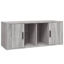 Berkfield Home TV Cabinet Grey Sonoma 100x35x40 cm Engineered Wood - Size: 100 x 35 x 40 cm - thumbnail 2