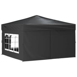 Berkfield Home Folding Party Tent with Sidewalls Anthracite 3x3 m in Black - thumbnail 2