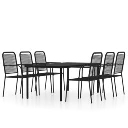 Berkfield Home 7 Piece Garden Dining Set Black - thumbnail 2