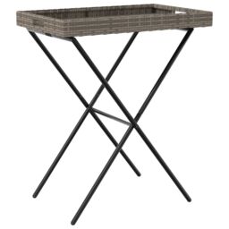 Berkfield Home Folding Tray Table Grey 65x40x75 cm Poly Rattan - Size: 65 x 40 x 75 cm - thumbnail 7