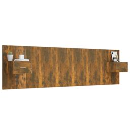Berkfield Home Bed Headboard with Cabinets Smoked Oak Engineered Wood in Brown - thumbnail 3