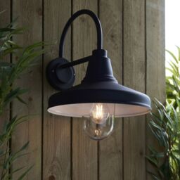 Loops Non Automatic Outdoor Wall Light - Textured Black & Glass Shade - IP44 Rated - thumbnail 4