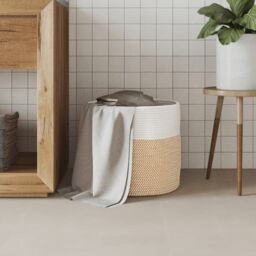 Berkfield Home Storage Basket Brown & White √ò40x35 cm Cotton - Size: 40x35 cm - thumbnail 3