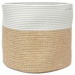 Berkfield Home Storage Basket Brown & White √ò40x35 cm Cotton - Size: 40x35 cm - thumbnail 5