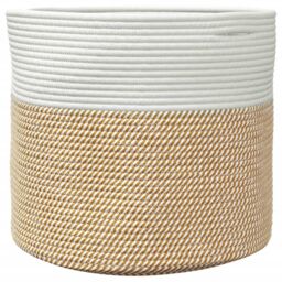 Berkfield Home Storage Basket Brown & White √ò40x35 cm Cotton - Size: 40x35 cm - thumbnail 4