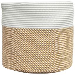 Berkfield Home Storage Basket Brown & White √ò40x35 cm Cotton - Size: 40x35 cm - thumbnail 2