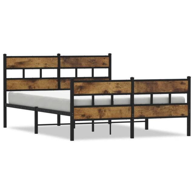 Berkfield Home Metal Bed Frame without Mattress Smoked Oak 160x200 cm in Brown - image 1