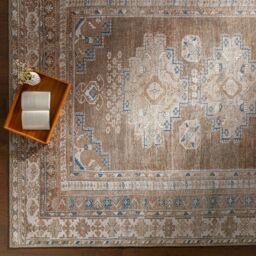 Livabliss Colin-Washable Brown Grey Blue Traditionnal Vintage Boho Living Dining Rug - Size: 200 cm x 275 cm - thumbnail 7