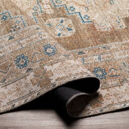 Livabliss Colin-Washable Brown Grey Blue Traditionnal Vintage Boho Living Dining Rug - Size: 200 cm x 275 cm - thumbnail 4