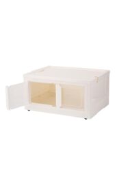 H&O Direct Collapsible Plastic Storage Bins Double-Door Organizer Box in White - Size: Small - thumbnail 4