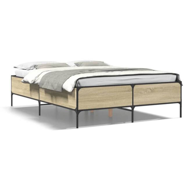 Berkfield Home Bed Frame without Mattress Sonoma Oak 140x190 cm in Light Tan - image 1
