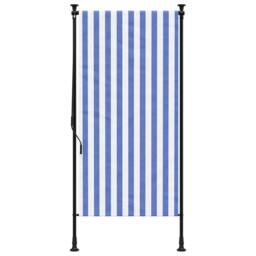 Berkfield Home Outdoor Roller Blind Blue & White 120x270 cm Fabric&Steel