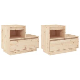 Berkfield Home Bedside Cabinets 2 pcs 60x34x51 cm Solid Wood Pine in Brown - Size: 60 x 34 x 51 cm - thumbnail 2