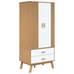 Berkfield Home Wardrobe OLDEN White & Brown 76.5x53x172 cm Solid Wood Pine - thumbnail 2