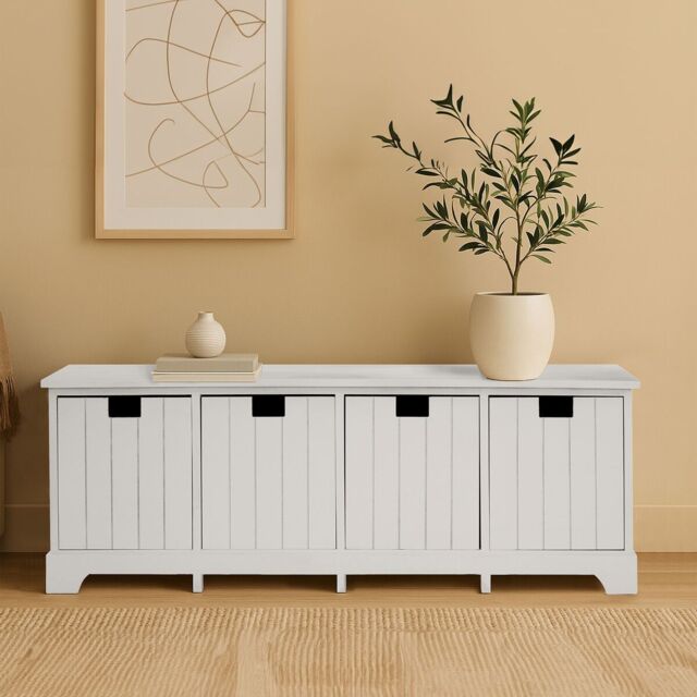 Orsina Compact Design White Drawer Bench, Modern Design Chest Of Drawers For Livingroom, Minimalist Storage Chest - image 1